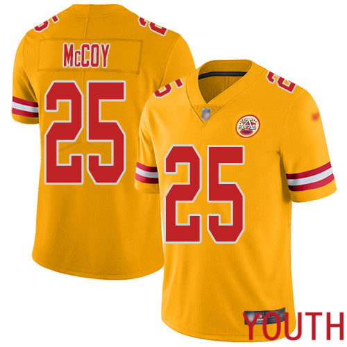Youth Kansas City Chiefs #25 McCoy LeSean Limited Gold Inverted Legend Football Nike NFL Jersey->youth nfl jersey->Youth Jersey